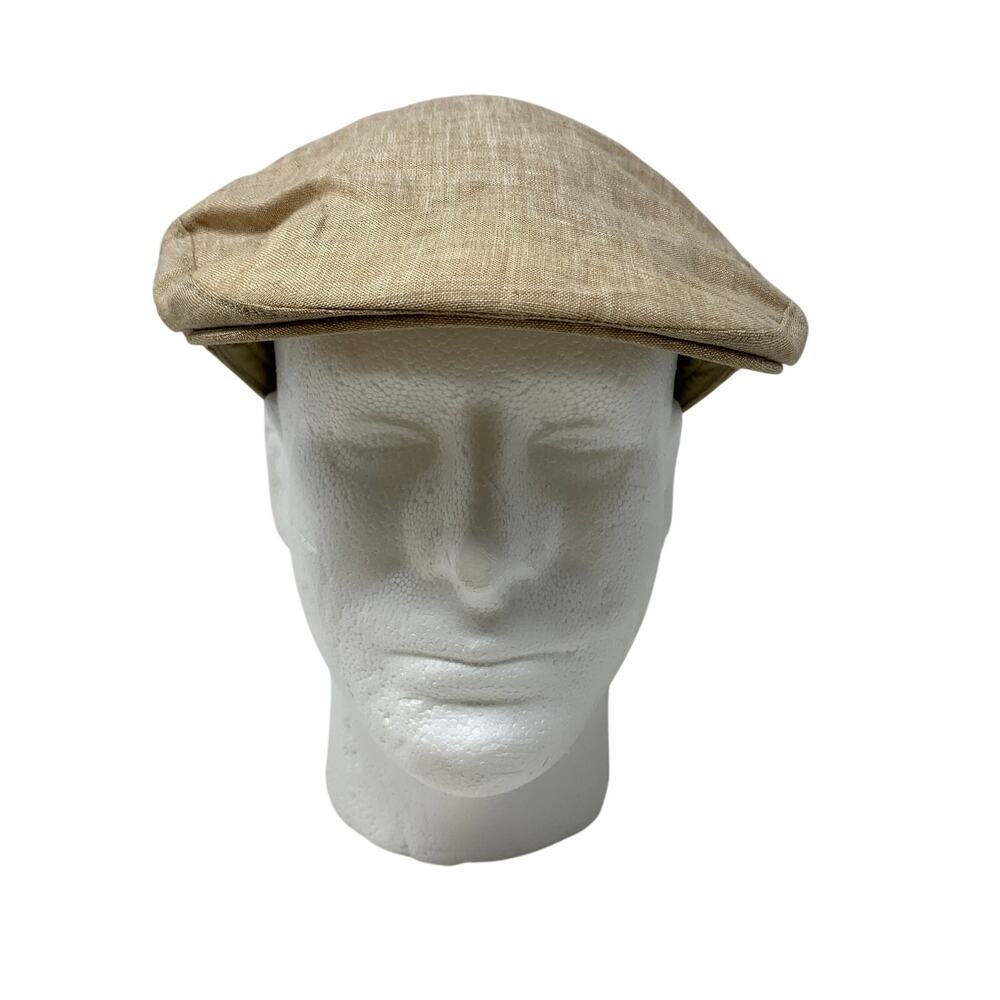 Banana Republic Mens S/M 100% Linen Ivy Cap Newsboy Driving Hat Tan Beige